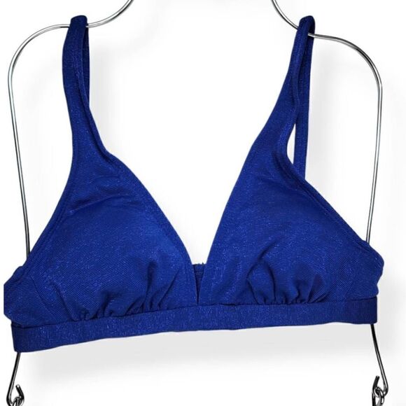 Xhilaration  Glittered Blue Triangle Bikini Top Small Jrs. - Picture 1 of 4